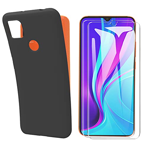 MOONESS kompatibel mit Xiaomi Redmi 9C Hülle,Handyhülle für Xiaomi Redmi 9C mit 2 Stück Displayschutz,Silikon TPU Schutzhülle Dünn Backcover - Schwarz von MOONESS