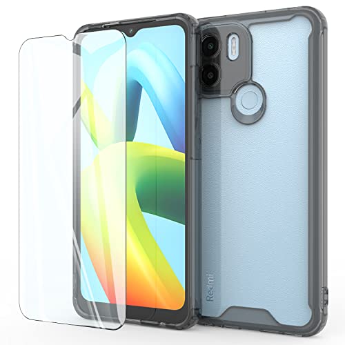 MOONESS kompatibel mit Xiaomi Redmi A1+ (A1 Plus) Hülle,Handyhülle für Xiaomi Redmi A1 Plus mit Schutzfolie,Silikon TPU mit PC Schutzhülle Backcover - Schwarz von MOONESS