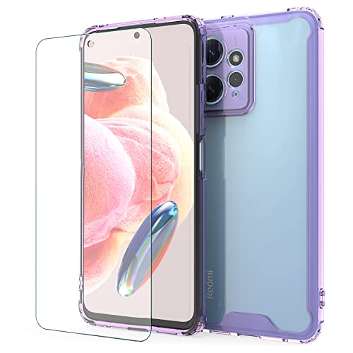 MOONESS kompatibel mit Xiaomi Redmi Note 12 4G Hülle,Handyhülle für Xiaomi Redmi Note 12 4G mit Schutzfolie,Silikon TPU mit PC Schutzhülle Backcover - Lila von MOONESS