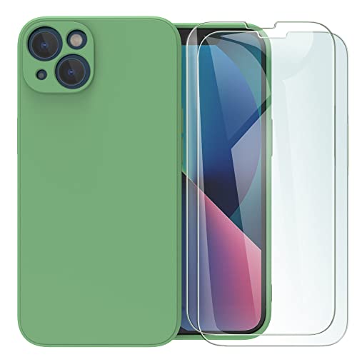 MOONESS kompatibel mit iPhone 13 / iPhone 14 6.1" Hülle,Handyhülle für iPhone 13 / iPhone 14 mit 2 Stück Displayschutz,Liquid Silikon TPU Schutzhülle Dünn Backcover - Grün MOONESS kompatibel mit iPhone 13 / iPhone 14 6.1" Hülle,Handyhülle für iPhone 13 / iPhone 14 mit 2 Stück Displayschutz,Liquid Silikon TPU Schutzhülle Dünn Backcover - Grün von MOONESS