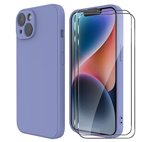 MOONESS kompatibel mit iPhone 14 6.1 Zoll Hülle,Handyhülle für iPhone 14 6.1 Zoll mit 2 Stück Schutzfolie,Liquid Silikon TPU Schutzhülle Dünn Backcover - Violett MOONESS kompatibel mit iPhone 14 6.1 Zoll Hülle,Handyhülle für iPhone 14 6.1 Zoll mit 2 Stück Schutzfolie,Liquid Silikon TPU Schutzhülle Dünn Backcover - Violett von MOONESS