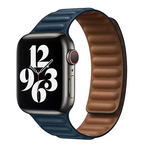 MOOTES Armbänder Kompatibel mit Apple Watch Series 8 Armband 42mm 44mm 45mm 49mm Stark Magnetisch Loop Lederbänder für iWatch Series 8/7/6/5/4/3/2/1/SE(42mm/44mm/45mm/49mm,Abgrund Blau) von MOOTES