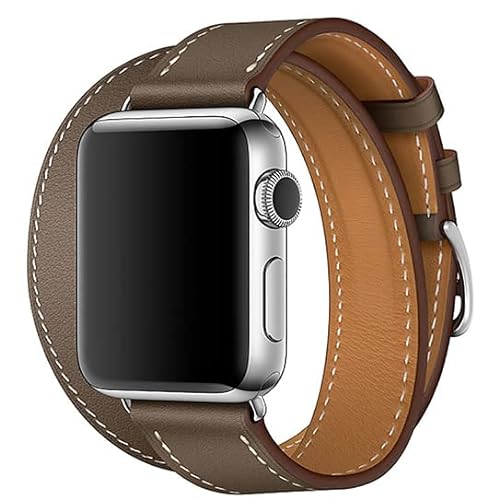 MOOTES Sport Lederbänder,Kompatibel mit Apple Watch Armband 42mm 44mm 45mm,Echtes Leder Double Tour Armbänder für iWatch Series 7/SE/6/5/4/3/2/1 - Grau von MOOTES