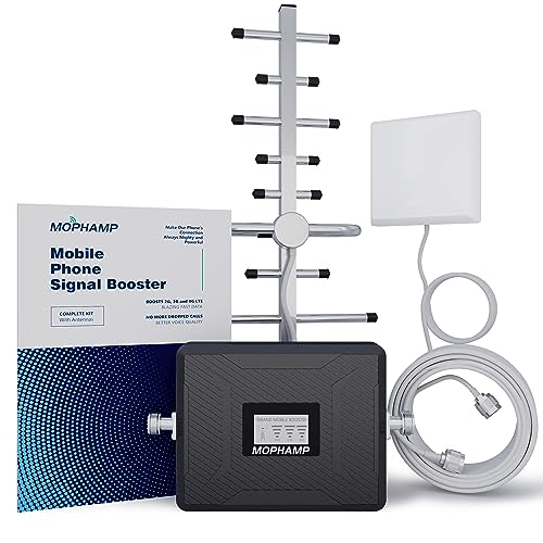 MOPHAMP Signalverstärker 2G/3G/4G Triband 900/1800/2100MHz Band 8/3/1 Mobiltelefon Signal Repeater Kompatibel mit E-Plus, O2, T-Mobile, Vodafone von MOPHAMP