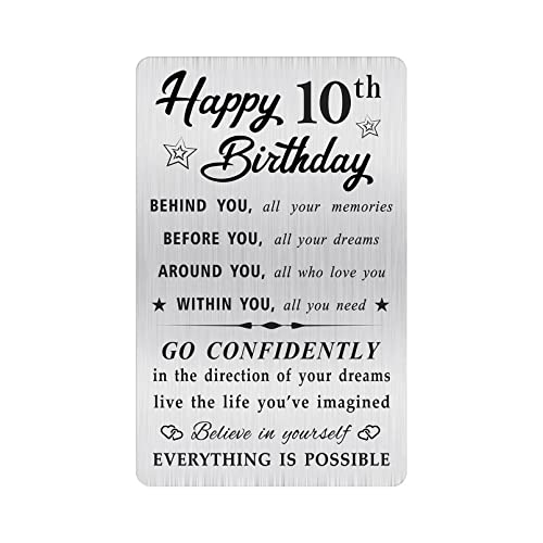 MOQIYXL Geburtstagskarte zum 10. Geburtstag für Jungen und Mädchen, kleine gravierte Brieftaschenkarte für 10 Jahre alte Geburtstagsgeschenke von MOQIYXL