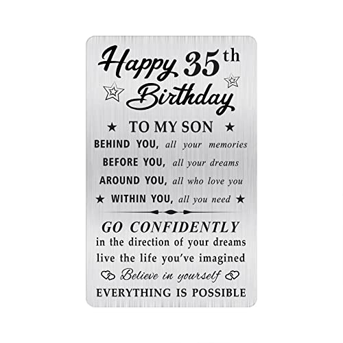 MOQIYXL Geburtstagskarte zum 35. Geburtstag für Sohn, 35 Jahre alt, Geschenke für Sohn, gravierte Brieftaschenkarte von MOQIYXL