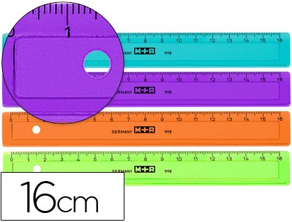 Lineal m+r 16 cm Kunststoff farbig sortiert mit Skala und Schrägschnitt Lineal m+r 16 cm Kunststoff farbig sortiert mit Skala und Schrägschnitt von MOR