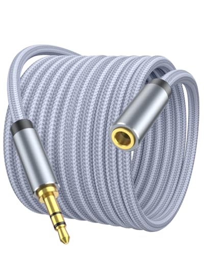 MORELECS Kopfhörer-Verlängerungskabel, 7,6 m, 3,5 mm Verlängerungskabel, geflochtenes Nylon, AUX-Kabel, Verlängerung für Smartphones, Tablets, Media-Player (keine Mikrofon-Unterstützung) von MORELECS