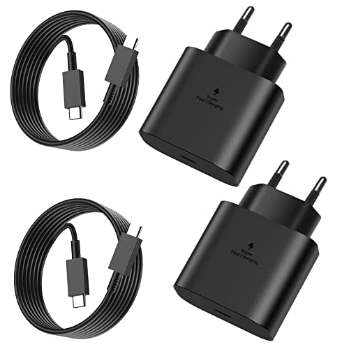 2er-Pack 25W USB C Ladegerät,Super Fast Charger mit 2M Ladekabel,Typ C Handy Netzteil Adapter für Samsung Galaxy S23/S22/S21 Ultra/S21+/S20/Note20/S10/S9, iPhone 15 Pro/iPad Pro, Huawei von MORELOCO