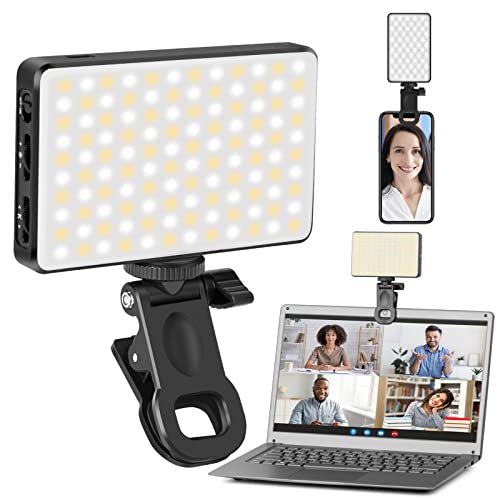 LED Selfie Licht Fill Video Light with Front & Back Phone Clip, High Power 120 LED 3000mAh Rechargeable CRI 95+, 3 Light Modes Dimmable, Laptop for Selfie, Makeup, Video Conference, TikTok von MORELOCO