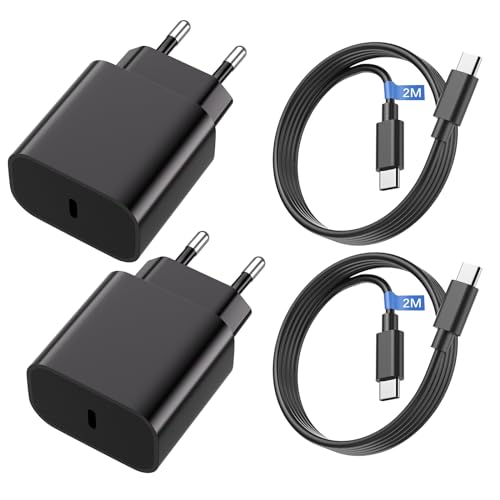 USB C Ladegerät,2er-Pack 25W Schnellladegerät Netzteil mit 2er-Pack 2M Ladekabel für Samsung Galaxy S24 /S24+ /S24 Ultra /S23 /S22 /S21 /S20 te 20 /S10 /S9 /A73 für iPhone 15 Pro/für iPad Pro von MORELOCO