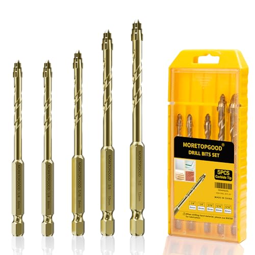 MORETOPGOOD Steinbohrer-Set, 5-teilig, Betonbohrer für Glas, Ziegel, Metall, Ziegel, Fliesen, Zement, Beton, Kunststoff, Holz, Granit und Wand MORETOPGOOD Steinbohrer-Set, 5-teilig, Betonbohrer für Glas, Ziegel, Metall, Ziegel, Fliesen, Zement, Beton, Kunststoff, Holz, Granit und Wand von MORETOPGOOD