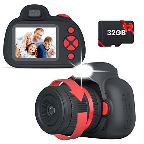 MOREXIMI Kinderkamera, Digitalkamera für Kinder im Alter von 3–8 Jahren, Geburtstagsgeschenk, Spielzeug für Mädchen und Jungen (Schwarz) von MOREXIMI