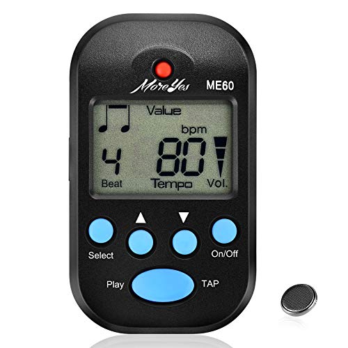 MOREYES Mini Metronom Digital mit Lautsprecher Multifunktional für Saxophon Klavier Gitarre Violine Flöte Drum (schwarz) von MOREYES