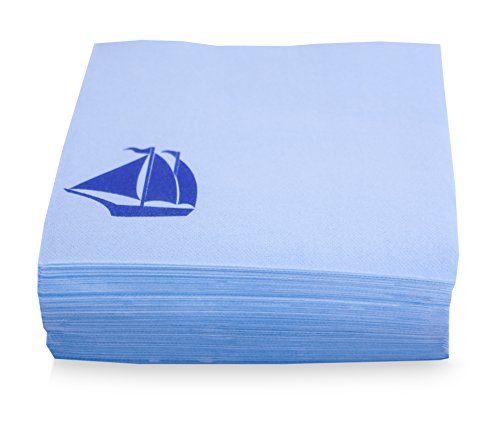MORIGAMI M00083 Maritime Serviette Schiffe 40x40 2-lagig 1/4-Falz 50 Servietten Spitze-Spitze Maritime Boote von MORIGAMI