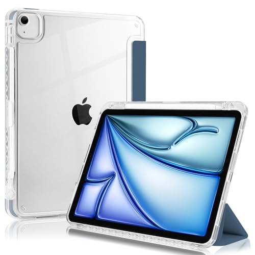 MOROCK Slim Case für iPad Air 13 Zoll M3/M2 2025/2024, iPad Pro 12.9 Zoll 6th/5th Generation 2022/2021 mit Stifthalter, Trifold Stand Case, Stoßfeste Abdeckung mit Klarer Rückschale, Dunkelblau MOROCK Slim Case für iPad Air 13 Zoll M3/M2 2025/2024, iPad Pro 12.9 Zoll 6th/5th Generation 2022/2021 mit Stifthalter, Trifold Stand Case, Stoßfeste Abdeckung mit Klarer Rückschale, Dunkelblau von MOROCK