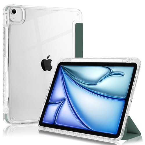 MOROCK Slim Case für iPad Air 13 Zoll M3/M2 2025/2024, iPad Pro 12.9 Zoll 6th/5th Generation 2022/2021 mit Stifthalter, Trifold Stand Case, Stoßfeste Abdeckung mit Klarer Rückschale, Grün MOROCK Slim Case für iPad Air 13 Zoll M3/M2 2025/2024, iPad Pro 12.9 Zoll 6th/5th Generation 2022/2021 mit Stifthalter, Trifold Stand Case, Stoßfeste Abdeckung mit Klarer Rückschale, Grün von MOROCK