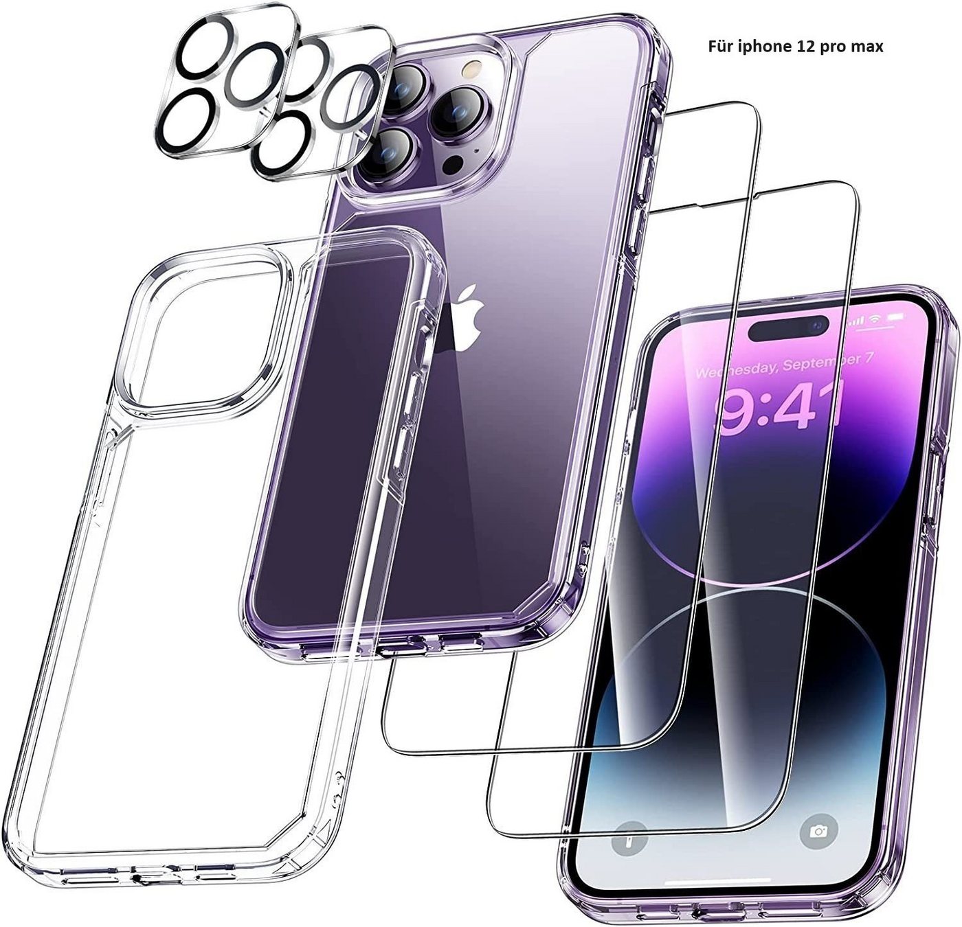 MORRENT Handyhülle Hülle für iPhone 11,12 SERIE(PRO,MAX) 2X Panzerglas 1X kameraschutz, handyhülle 9hd-glass von MORRENT