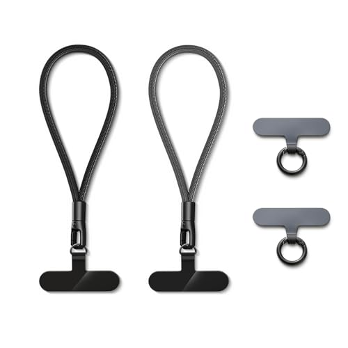 MORSUNBELA Handykette, Handyanhänger Handyband Handy kette Kurz für Kameras, Schlüssel, Handgelenkriemen Handykette Kurz, Universal Handyband (Schwarz + Dunkelgrau) von MORSUNBELA