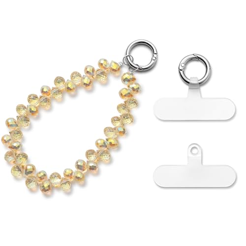 MORSUNBELA Handykette Gelb Handykette Kurz Handgelenk Handyanhänger Handschlaufe Handy Anhänger Handyschmuck Handykette Perlen von MORSUNBELA