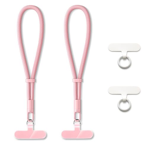 MORSUNBELA Handykette Kurz, Handyband Kurz Universal Handykette Handgelenk Lanyards, Handschlaufe Handy für Handys Kameras Schlüssel (2 Stück Rosa) von MORSUNBELA