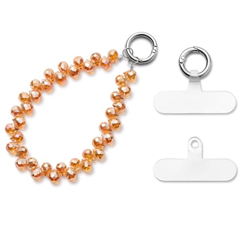 MORSUNBELA Handykette Kurz Handgelenk Perlen Handy Anhänger Handyanhänger Handyschmuck Handschlaufe Weinrot von MORSUNBELA