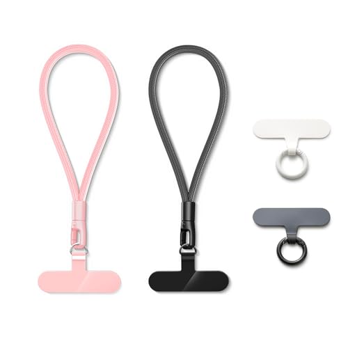 MORSUNBELA Handykette Kurz Handschlaufe Handy, Lanyards Handykette Handgelenk Handyband Handyanhänger für Kameras, Schlüssel, Handgelenkriemen - Rosa + Grau MORSUNBELA Handykette Kurz Handschlaufe Handy, Lanyards Handykette Handgelenk Handyband Handyanhänger für Kameras, Schlüssel, Handgelenkriemen - Rosa + Grau von MORSUNBELA
