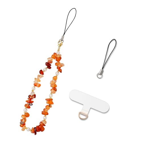 MORSUNBELA Handykette Kurz Rot Handyanhänger Handyschmuck Handyband Handykette Universal Handykette Perlen Handgelenk Handschlaufe Lanyard von MORSUNBELA