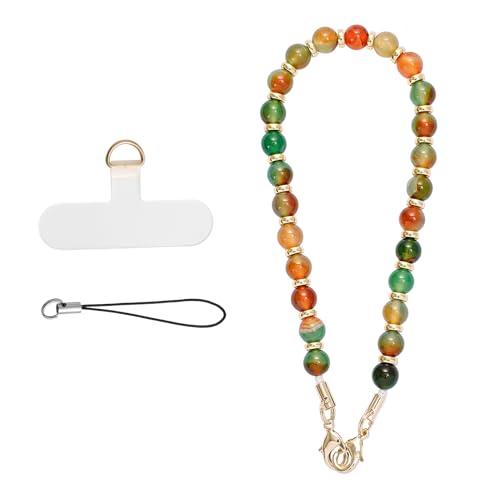 MORSUNBELA Handykette Perlen, Handyanhänger Handykette Kurz, Handy Perlen Schlüsselband, Handschlaufe, Universal Handyband (Grün) von MORSUNBELA