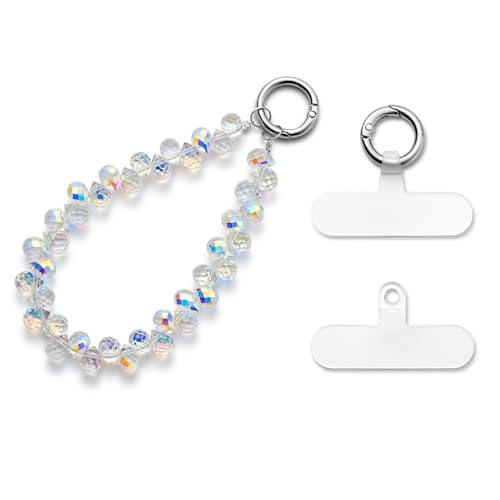 MORSUNBELA Weiß Handykette Kurz Handgelenk Handy Anhänger Handyschmuck Handschlaufe Handyanhänger von MORSUNBELA