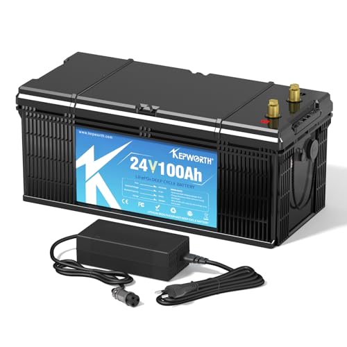 Lifepo4 24V, 100Ah Akku 2560Wh mit BMS Ersetzt AGM oder Gel Autobatterie für Solaranlage, Geeignet für Solaranlagen, Wohnmobile, Boote, Häuser, Solarpanel-Kits und Camping - mit lifepo4 ladegerät von MOSEWORTH