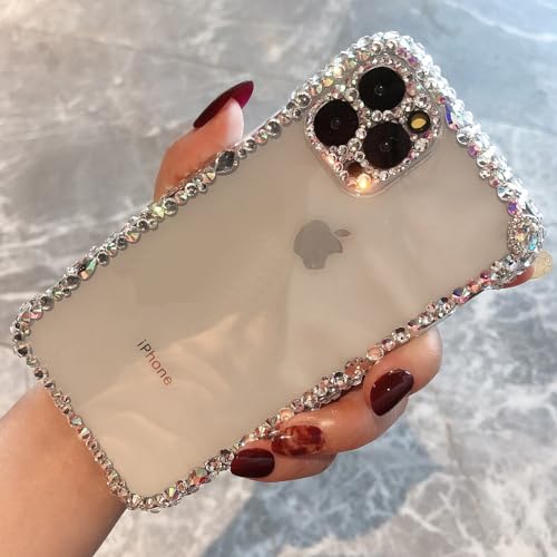 MOSEZA Kompatibel mit iPhone 15 Pro Max Hülle Luxus 3D Glitzer Sparkle Bling Strass Hülle Kristall Diamant Niedlich Rosa Schutzhülle Handyhülle Cover für Frauen Mädchen von MOSEZA