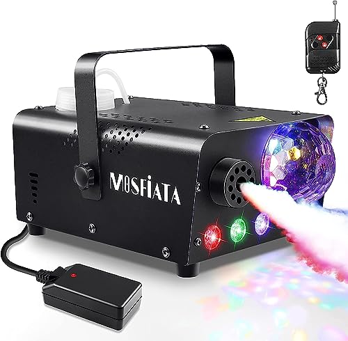 Nebelmaschine, 600W Mini Nebelmaschine mit Discokugel-Licht und RGB-LEDs für Partys, Geburtstage, Halloween, Disco, DJ Bühneneffekt von MOSFiATA