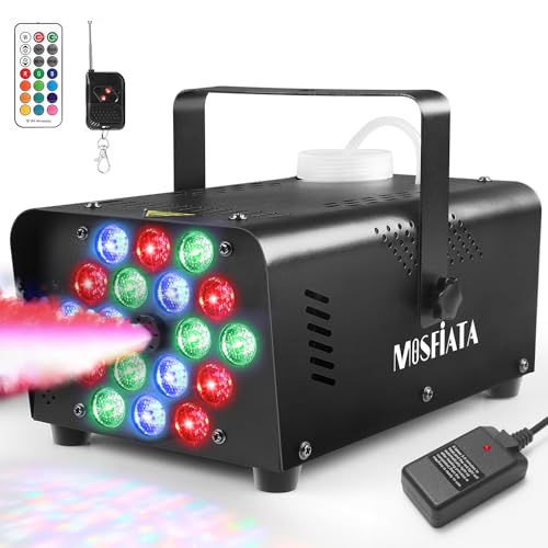 Nebelmaschine Mini Rauchmaschine 600W mit 18 LEDs RGB für Partys, Hochzeiten, Halloween, Disco, DJ Bühneneffekt von MOSFiATA