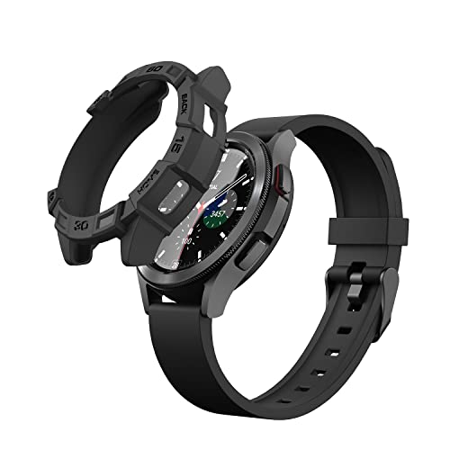2 Packs-Schutz hülle Kompatibel mit Samsung Galaxy Watch 4 Classic 46mm Hülle TPU Schutz hüllen mit Flexibel Kratzfest Schutzhüllen für Galaxy Watch4 Classic Smartwatch (Schwarz) von MOSHOU