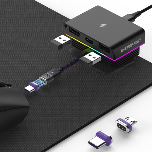 Ladestation für Maus Logitech MX Master3S/2S,MX Anywhere 3S/3,G Pro X Superlight 2/G703 Lightspeed mit 2 USB 2.0 Port,RGB-Maus-Ladedock für Mäuse mit Typ C und Micro USB Adapter von MOSHOU