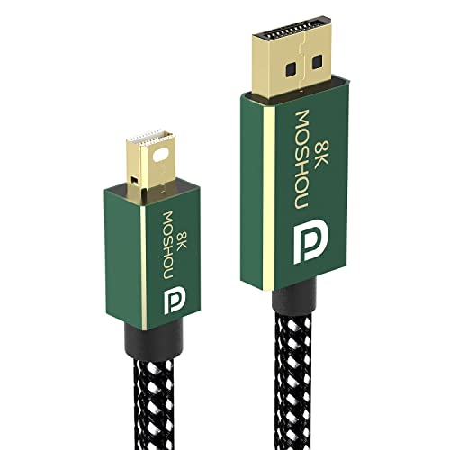 MOSHOU Mini DisplayPort auf DisplayPort 2.0 Kabel (8K@60Hz 4K@144Hz/120Hz) DP 2.0 bidirektionales Übertragungskabel DP auf Mini DP/Mini DP auf DP 8K HDR(0.5m) von MOSHOU