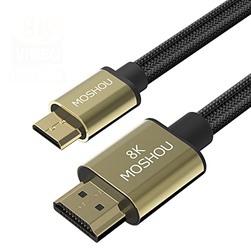 MOSHOU Mini-HDMI auf HDMI-Kabel, 1 m, Mini-HDMI-Kabel, 8 K, hohe Geschwindigkeit, Mini-HDMI-Kabel 2.1, kompatibel mit DSLR-Kamera, Camcorder, Grafikkarte, Laptop, Pico, 3D und ARC (1 Meter) von MOSHOU