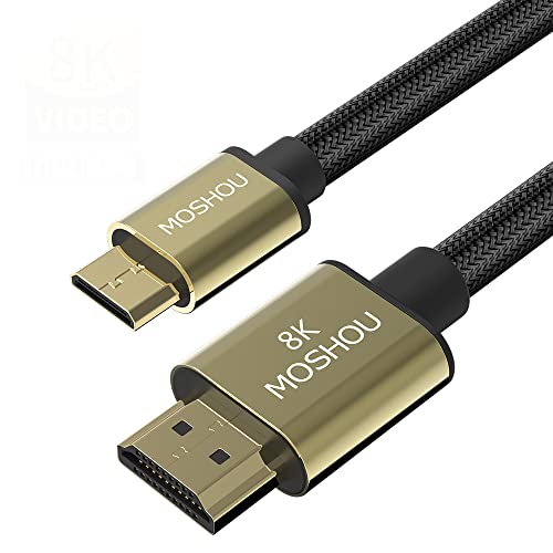 MOSHOU Mini-HDMI auf HDMI-Kabel, 3 m, Mini-HDMI-Kabel, High Speed, Mini HDMI 2.1, kompatibel mit DSLR-Kamera, Videokamera, Grafikkarte, Laptop, Pico-Projektor, Neogeo, 3D und ARC (3 m) von MOSHOU