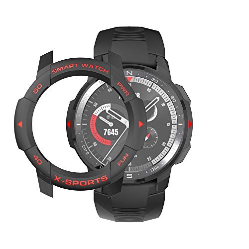 MOSHOU Schutzhülle kompatibel mit Honor Watch GS Pro Smart Watch, TPU Kratzfest Stoßfest Rahmen, Flexible Bumper Cover Shell Coverage Skin Protection (Schwarz Rot) von MOSHOU