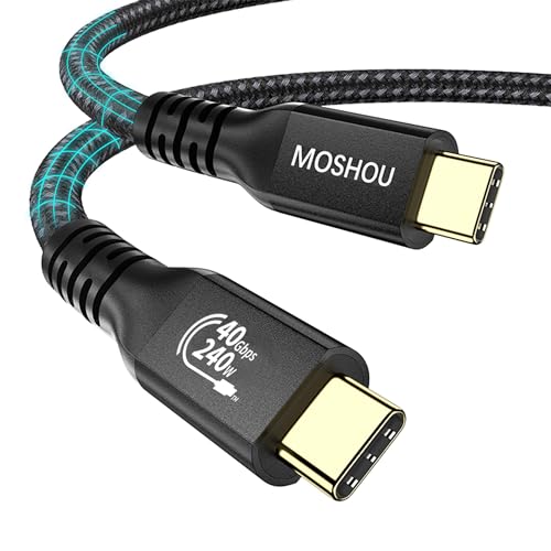 MOSHOU Thunderbolt 4 Kabel 0,5M - 240W USB 4 Kabel,8K USB C Kabel,8K@60Hz,4K@120Hz, 240W Leistung & 40Gbps Datentransfer - schnell Ladekabel für iPhone15 Galaxy S23/S22 Macbook Matebook iPad Hub von MOSHOU