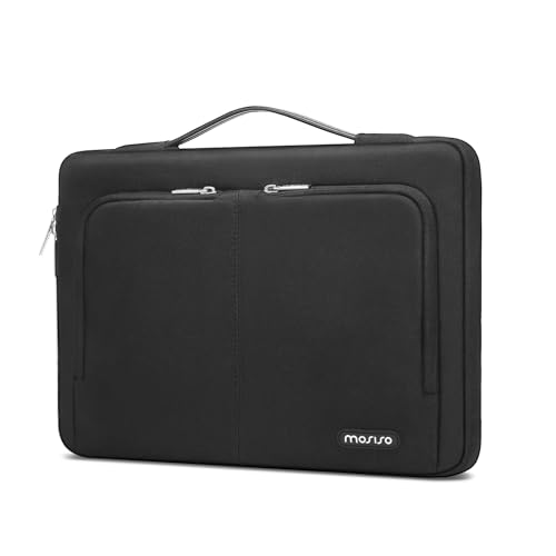 MOSISO 360 Schützend Laptop Hülle Sleeve Kompatibel mit MacBook Air/Pro,13-13,3 Zoll Notebook,Kompatibel mit MacBook Pro 14 M3 M2 M1 Chip Pro Max 2023-2021,Tasche mit 2 Front Taschen&Gürtel,Schwarz von MOSISO