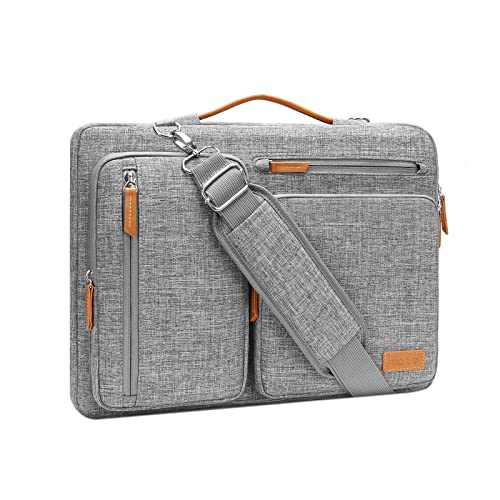 MOSISO 360 Schützend Laptop Schultertasche,13,3 Zoll Laptoptasche Kompatibel mit MacBook,HP,Dell,Lenovo,Asus Notebook,Seite Offen Tasche mit 4 Reißverschluss Taschen&Griff,Grau von MOSISO