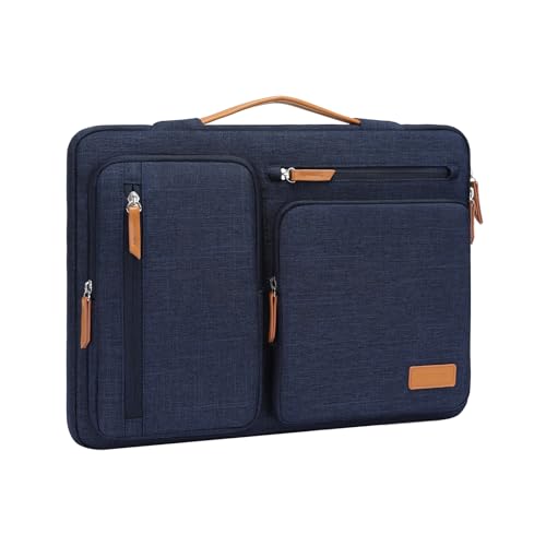 MOSISO 360 Schützende Laptop Hülle Tasche Kompatibel mit MacBook Air/Pro,13-13,3 Zoll Notebook,Kompatibel mit MacBook Pro 14 Zoll M3 M2 M1,Seitlich Offene Sleeve mit 4 Taschen&Handgriff,Marineblau von MOSISO