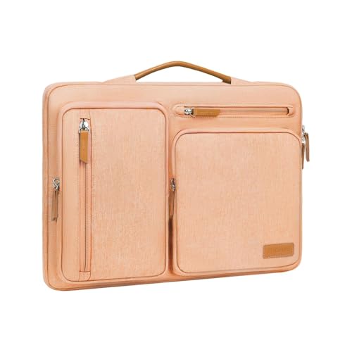 MOSISO 360 Schützende Laptop Hülle Tasche Kompatibel mit MacBook Air/Pro,13-13,3 Zoll Notebook,Kompatibel mit MacBook Pro 14 Zoll M3 M2 M1,Seitlich Offene Sleeve mit 4 Taschen&Handgriff,Pastell Orange von MOSISO