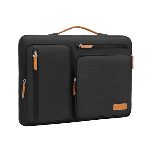 MOSISO 360 Schützende Laptop Hülle Tasche Kompatibel mit MacBook Air/Pro,13-13,3 Zoll Notebook,Kompatibel mit MacBook Pro 14 Zoll M3 M2 M1,Seitlich Offene Sleeve mit 4 Taschen&Handgriff,Schwarz von MOSISO