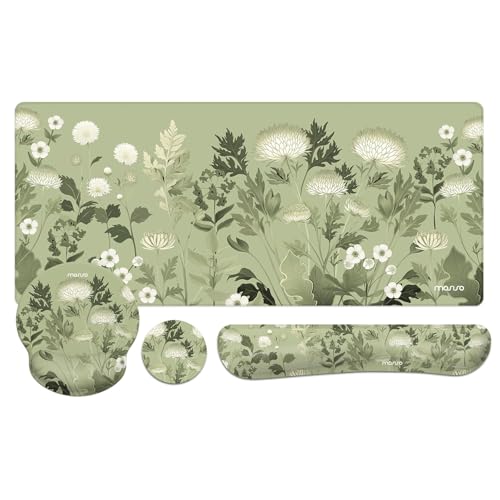 MOSISO Handgelenkauflage für Tastatur Mauspad Set,Wilde Chrysantheme Großes Mauspad&Tastaturund Mousepa und Untersetzer,Ergonomisches Rutschfestes Mauspad mit Memory Foam Hause/Büro,Grün MOSISO Handgelenkauflage für Tastatur Mauspad Set,Wilde Chrysantheme Großes Mauspad&Tastaturund Mousepa und Untersetzer,Ergonomisches Rutschfestes Mauspad mit Memory Foam Hause/Büro,Grün von MOSISO