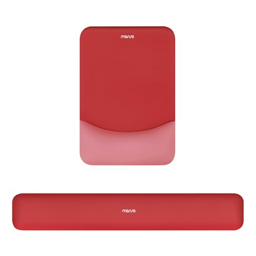 MOSISO Handgelenkstütze für Mauspad&Tastatur Set, Rechteckig Ergonomisch Mauspad Rutschfest Basis Home/Büro Schmerzlinderung&Typing Kissen mit Neopren Cloth&Erhöht Gebogen Memory Schaum,Rot von MOSISO