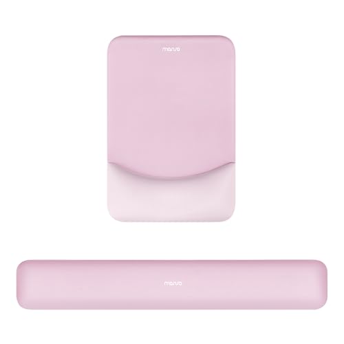 MOSISO Handgelenkstütze für Mauspad&Tastatur Set, Rechteckig Ergonomisch Mauspad Rutschfest Basis Home/Büro Schmerzlinderung&Typing Kissen mit Neopren Cloth&Erhöht Gebogen Memory Schaum,Altrosa von MOSISO