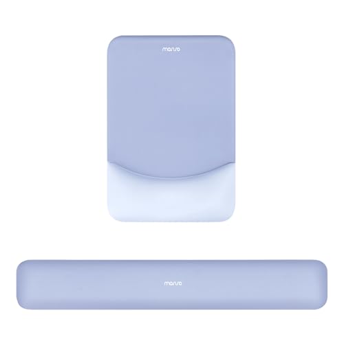 MOSISO Handgelenkstütze für Mauspad&Tastatur Set, Rechteckig Ergonomisch Mauspad Rutschfest Basis Home/Büro Schmerzlinderung&Typing Kissen mit Neopren Cloth&Erhöht Gebogen Memory Schaum,Schieferblau von MOSISO